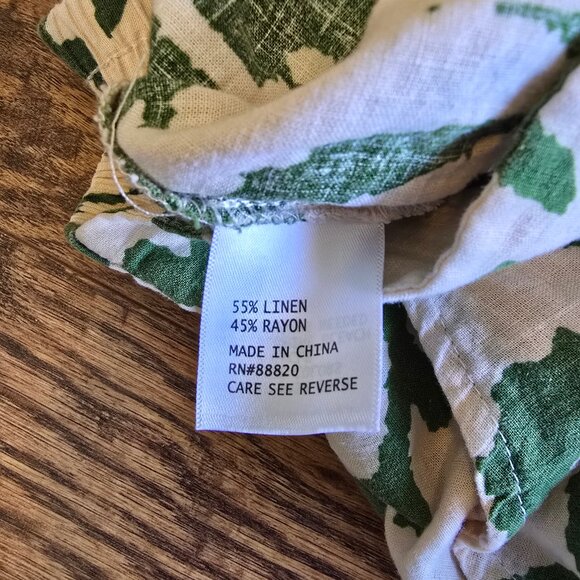 Rachel Zoe Wide Leg Boho Cropped Linen Pants EUC- Women's Size M - Green/Cream - Picture 7 of 11